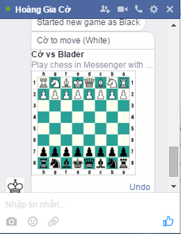 Các lệnh điều khiển trong trò chơi cờ vua trên Messenger là gì?
